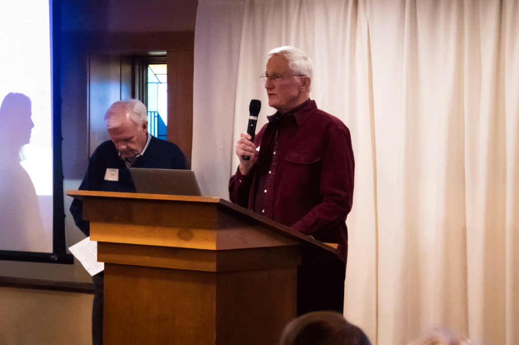 Dan Willius delivering award acceptance remarks at Open Water fundraiser, 4-21-23