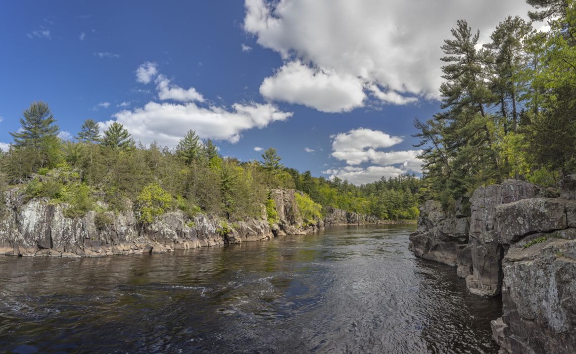 Rocky banks frame the St. Croix River