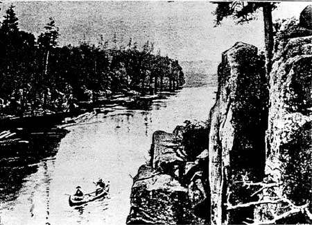 an image from 1890 shoes canoeists on the St. Croix River near Taylors Falls