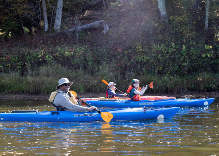 Kayaking on river