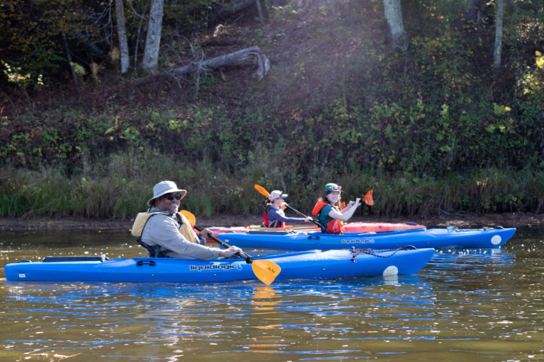 Kayaking on river