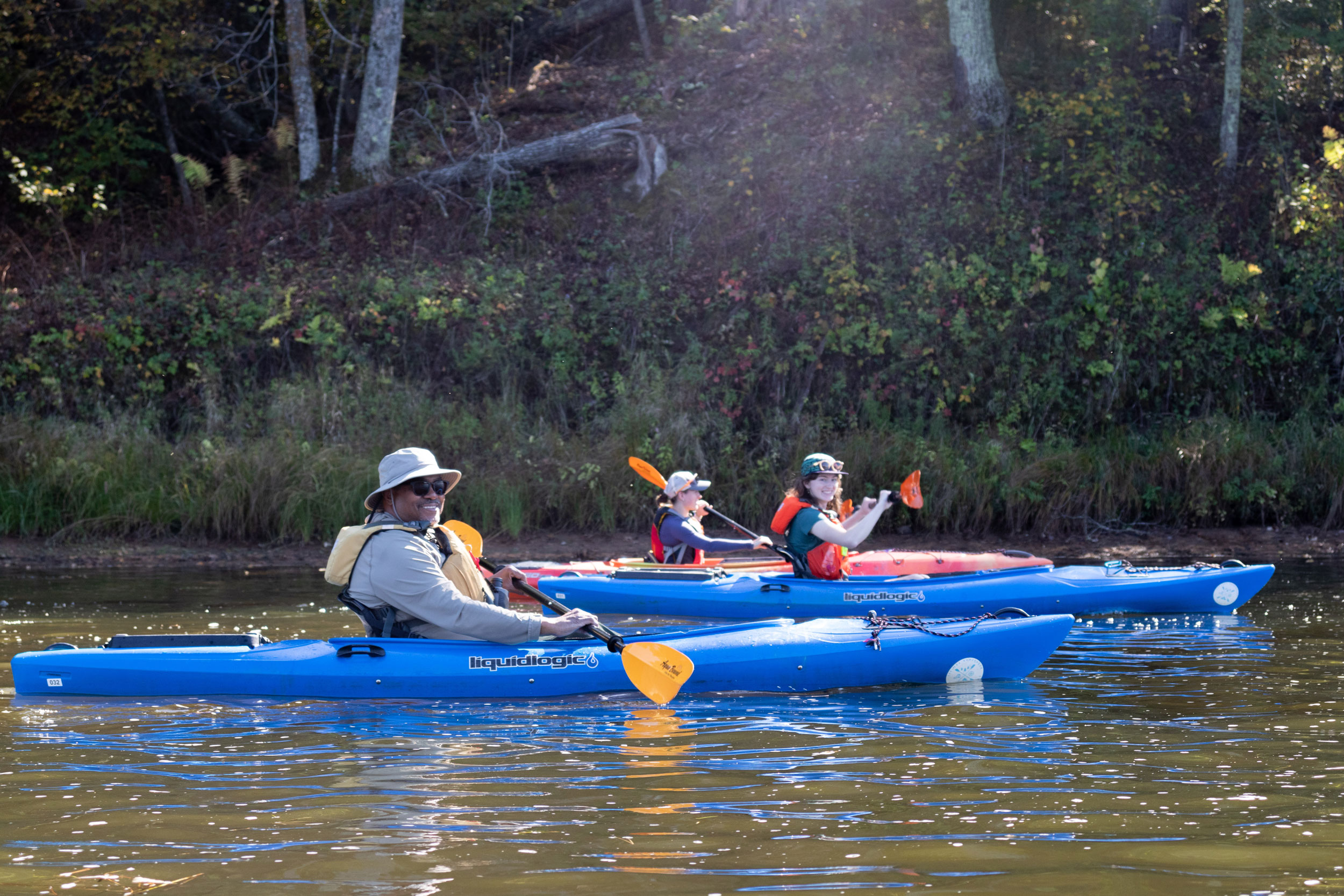Kayaking on river