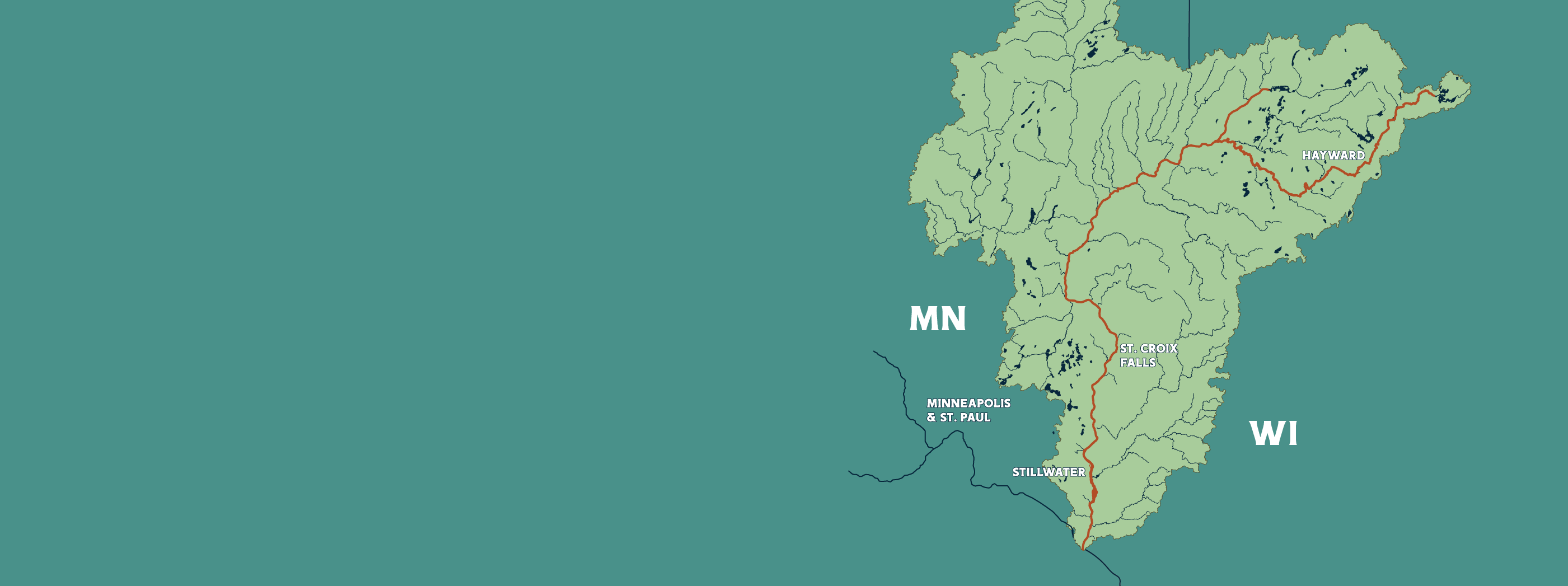 A graphic map of the St. Croix Watershed.