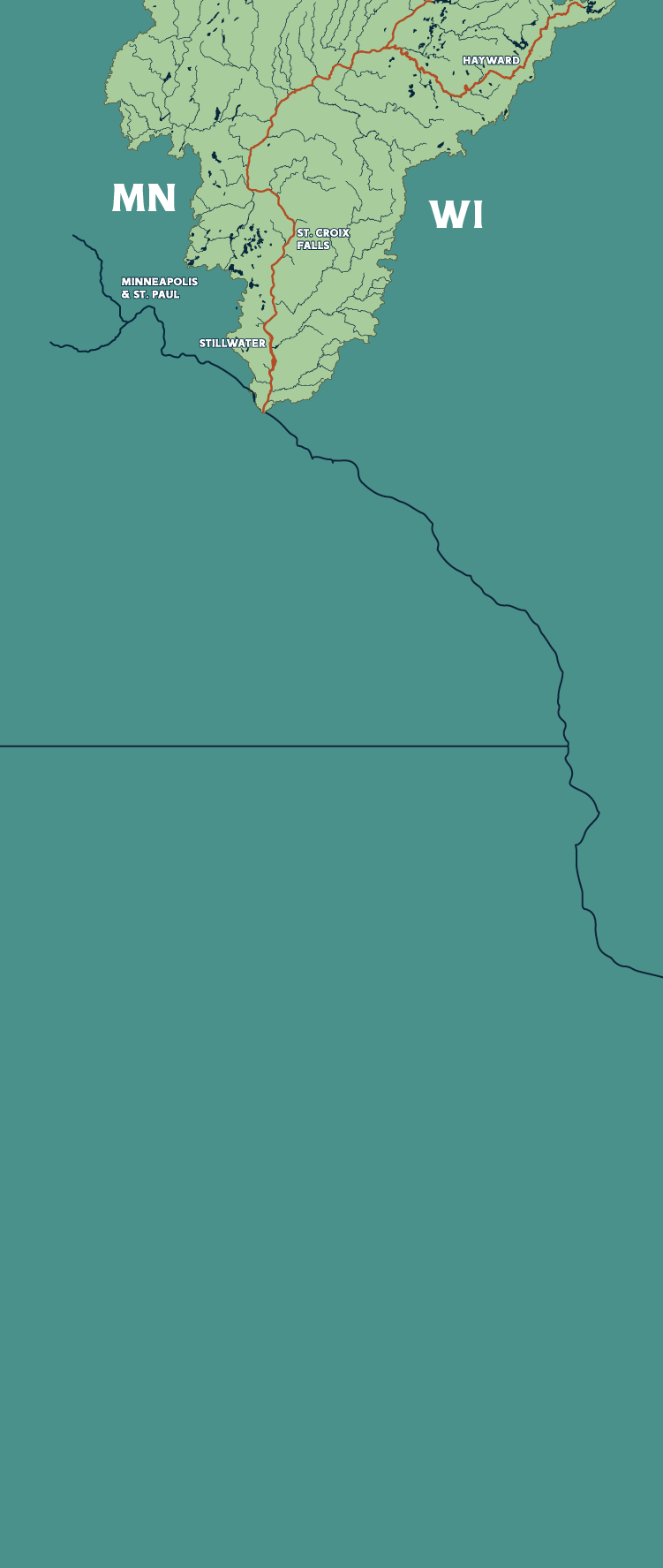 A graphic map of the St. Croix Watershed.