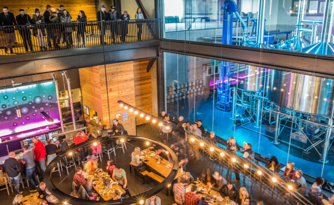 A view of Surly Brewery Beer Hall